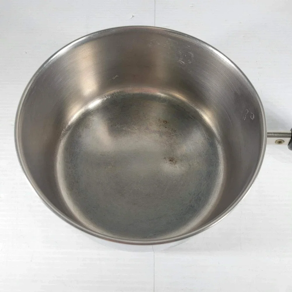 Revere Ware 2 Qt Stainless Steel Saucepan with Lid Clinton IL Tri‎ Ply USA Vtg